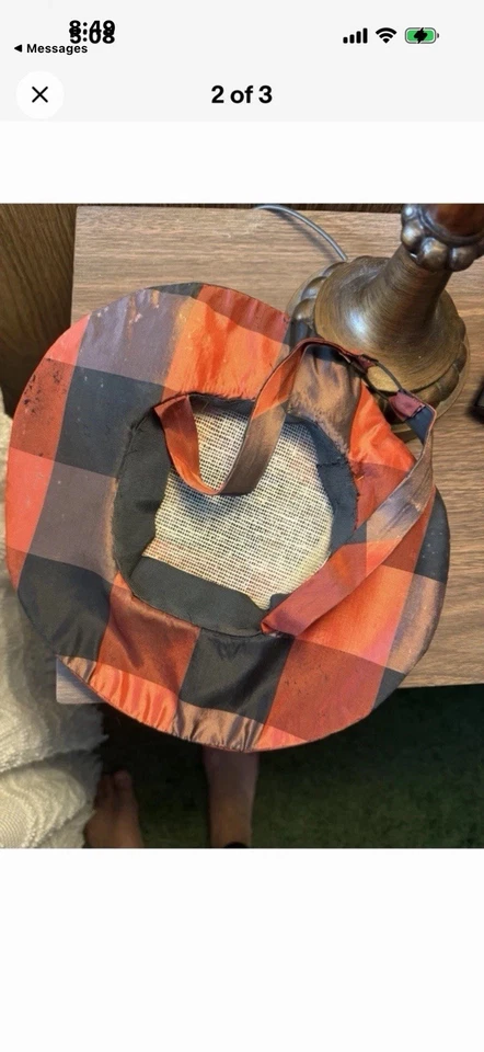 1940’s Black & Red Plaid Flower Top Hat Facinator Antique VTG - Image 3 of 4