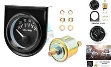 JIANWEI 2" 52mm Oil Pressure Gauge 0-100 PSI DC12V Press Gauge White Light