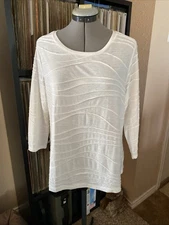 Simply Vera Vera Wang Women’s Large L 3/4 Sleeve Ivory Or Cream Shirt Top Blouse