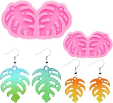 2 Pcs Resin Earring Mold Leaf Shape Silicone Resin Jewelry Molds Epoxy Resin Cas