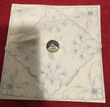 La Fleuriss style embroidery 2 handkerchiefs hankies Blue Flowers