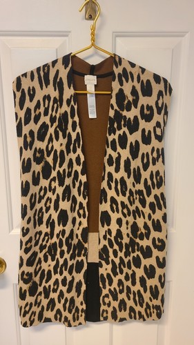 Chico's Reversible Cheetah Leopard Striped Vest Size 0 brown tan Careerwear Sass - Picture 2 of 10