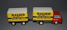 VINTAGE ORIGINAL TIN FRICTION ALLIED VAN LINES MOVING TRUCK w/ ATTACHED TRAILER