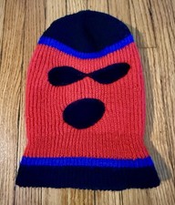 Vintage 70s 80s Ski Mask 3 Hole Robber Knit Balaclava Full Face Mask OSFA