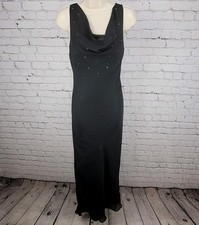 Celavie Collection Black Chiffon Rhinestone Maxi Dress USA Made Size Small S