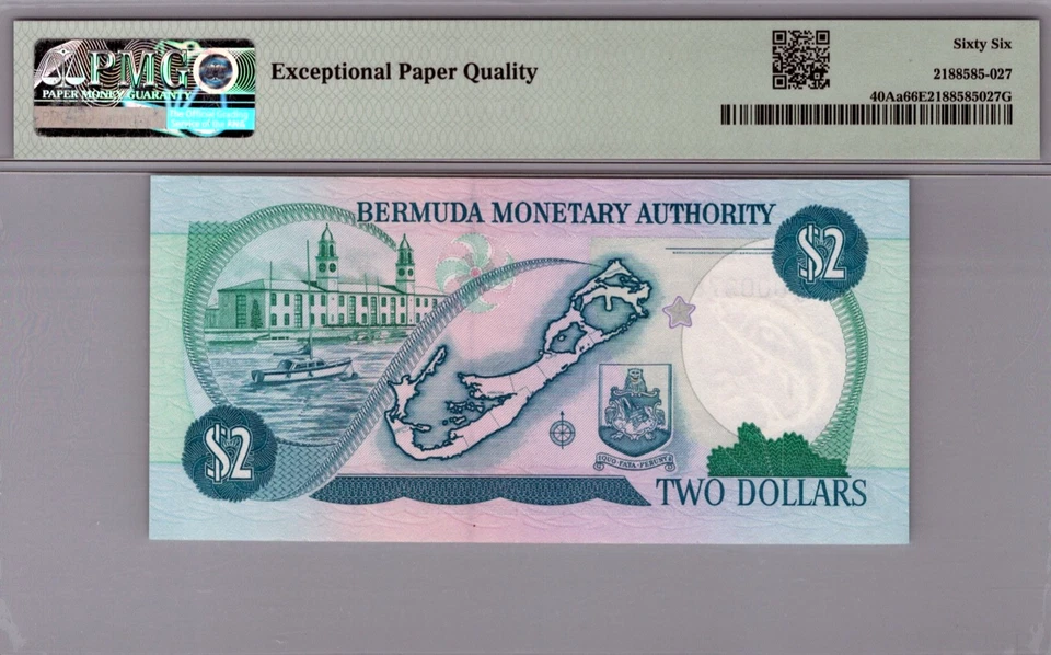 Bermuda 2 Dollars 1996 PMG 66 Gem UNC EPQ Pick# 40Aa - Image 2 of 3