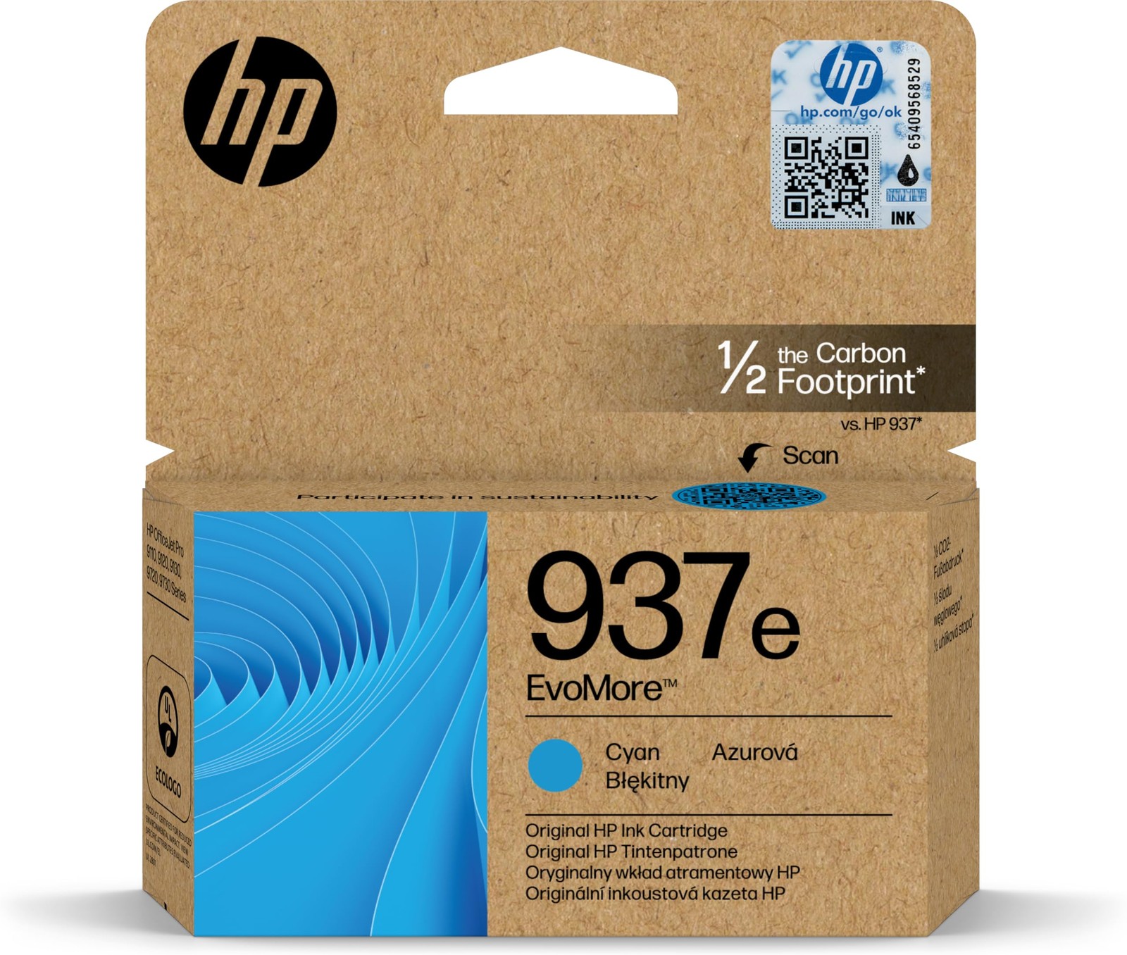 HP EvoMore 937e Original Ink Cartridge, Cyan