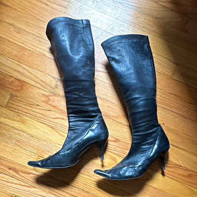 Cole Haan GrandPrø Women s Black Leather Knee-High Pointed Toe Stiletto 11M