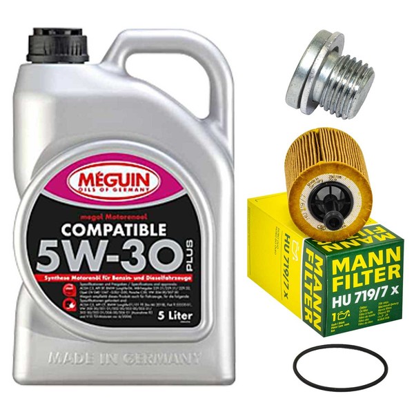 MotoröL Filter Set Meguin 5W-30 5 Liter + ÖLablassschraube FüR VW Tiguan 2.0 TDI-image