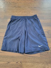 Nike Vintage Satin Shiny Silky Athletic Basketball Shorts Navy Blue Size Small