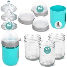 Mason Bottle Baby Glass Bottles Gift Set - Includes 1 Count Pack of 3 , Teal