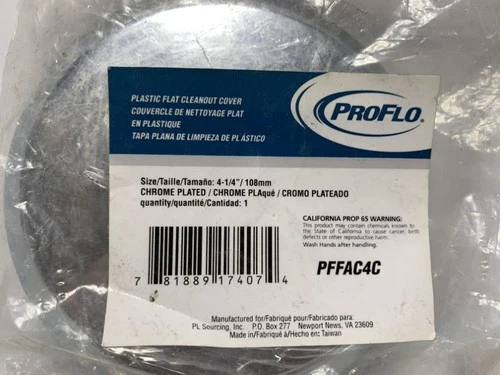 ProFlo PFFAC4C Cleanout Cover 4-1/4" Chrome Plated - Picture 2 of 3