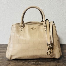 COACH CROC HAND BAG 2WAY LEATHER PINK 2WAY Crocodile Embossed Handbag