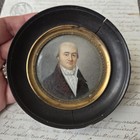 Portrait MINIATURE Peint 1820-1830 Haut Col French Georgian Early 19thC