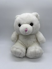 Build A Bear Workshop white teddy sitting plush 1997 brown eyes pink nose 11  