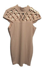 AX Paris Dress Ladies Size 12 Pink Laser Cut Out Bodycon Short BNWT RRP £40+