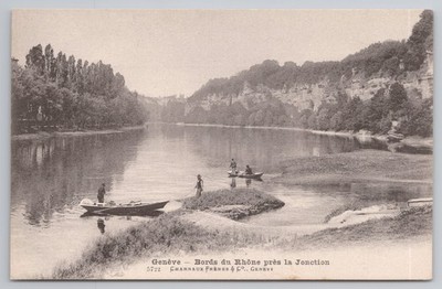 Genfer Rhone Flusskreuzung La Jonction Schweiz 1905