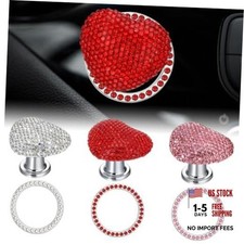 Heart Shaped Push to Start Button Cover - Crystal Car Interior - 6 Pcs