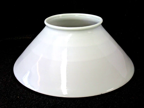 ANTIQUE OPAL MILK GLASS SLANT SHADE FOR VICTORIAN HANGING OIL LAMP 14"