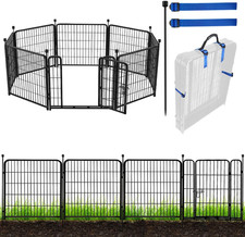 32 in H Garden Fences and Borders,1 Gate 7 Panels Dog Fence Outdoor for Yard, H