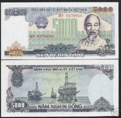 Vietnam 5000 DONG P-104 1987 Rare Oil Rig WorldCurrency UNC Tone