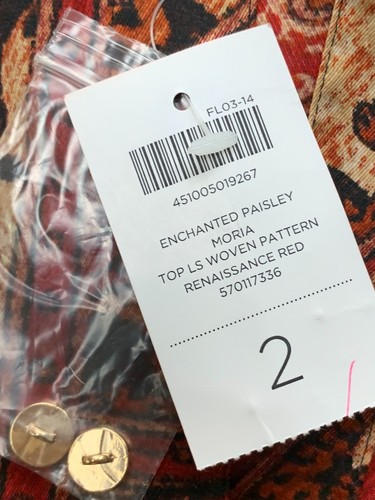 Chico's Top Womens 2 Large Multi Paisley Leopard Front Tie Shirt Long Sleeve NWT - Picture 3 of 13