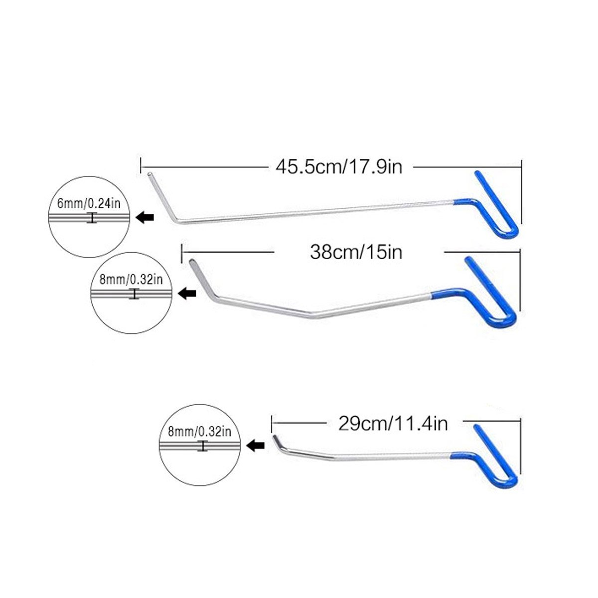 WHDZ 3Pcs Car Paintless Tools – Puller Rods Dent Removal Body Push Kits