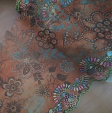 3.5 Yard 8" Wide Brown Print Flower Tulle Lace/Embroidered Colorful Flower xh164