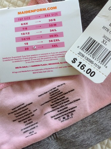 MAIDENFORM Girl’s Sport Bra Pink/Gray Size XL NWT - Picture 3 of 5