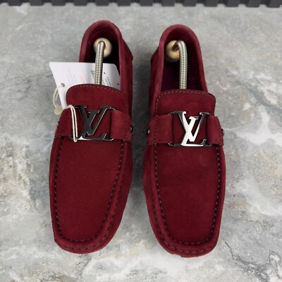 Louis Vuitton Monte Carlo Moccasins Red Suede 7.5 LV or 8.5 US or