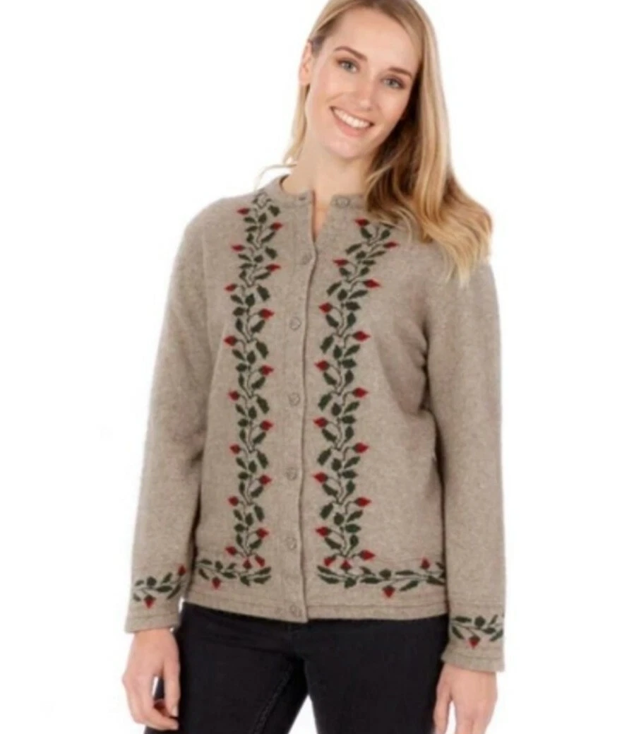 New Zealand L Rose Motif Possum & Merino Lambs Wool Button