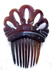 Dyed horn Victorian mourning hair comb - NO US IMPORT FEES