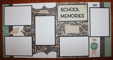 School scrapbook pages 2 each 12 x 12 handmade photo ready School memories pages