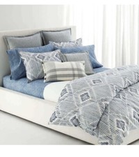 New Ralph Lauren Austin Diamond Grey Blue Full/queen Duvet Cover Shams Set 3pc