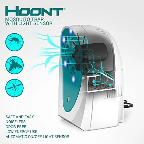 Trampa para mosquitos enchufable interior Hoont con sensor de luz LED UV y ventilador H946-MosTrpls Foto 3 de 4