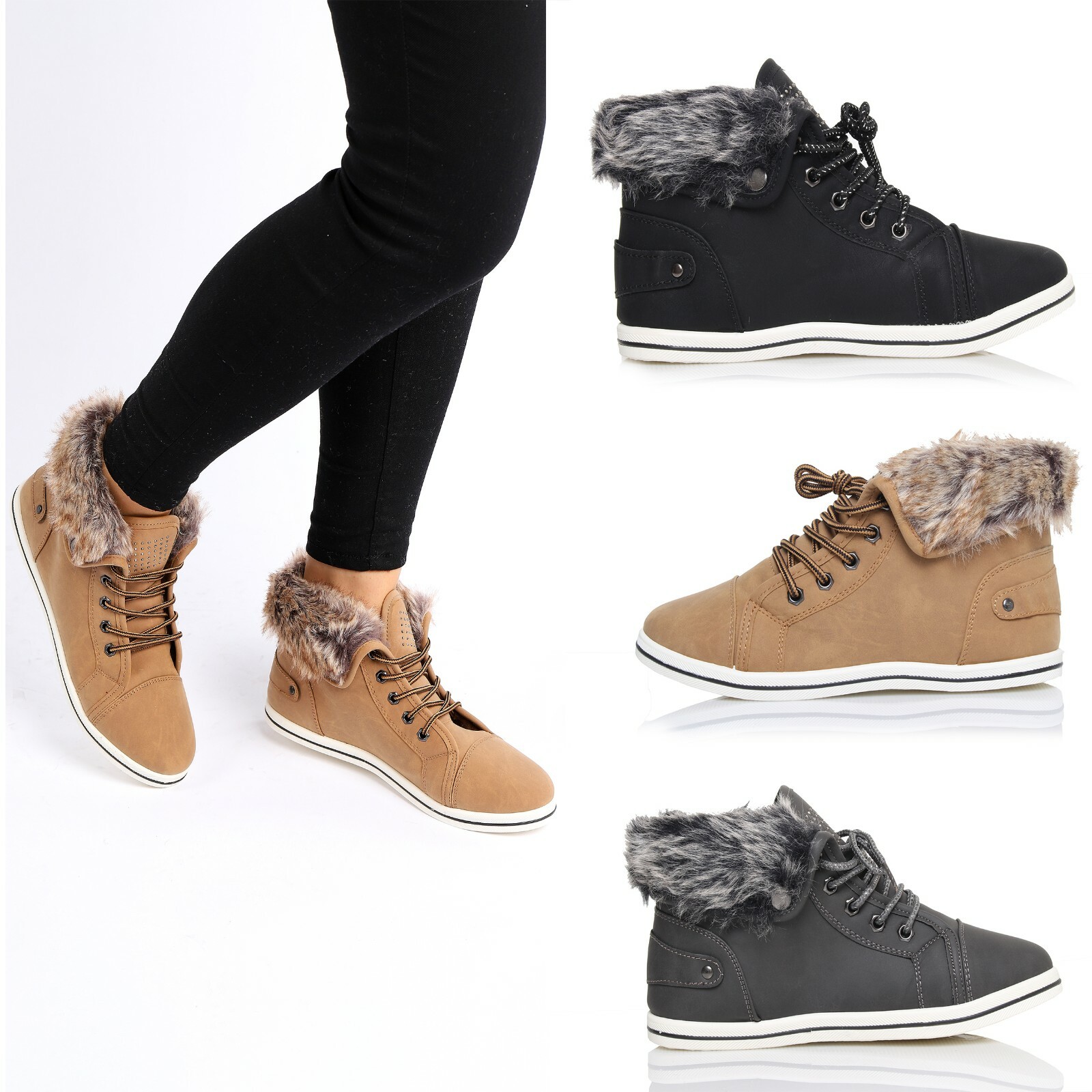 WOMENS LADIES FAUX FUR WARM WINTER SNOW 