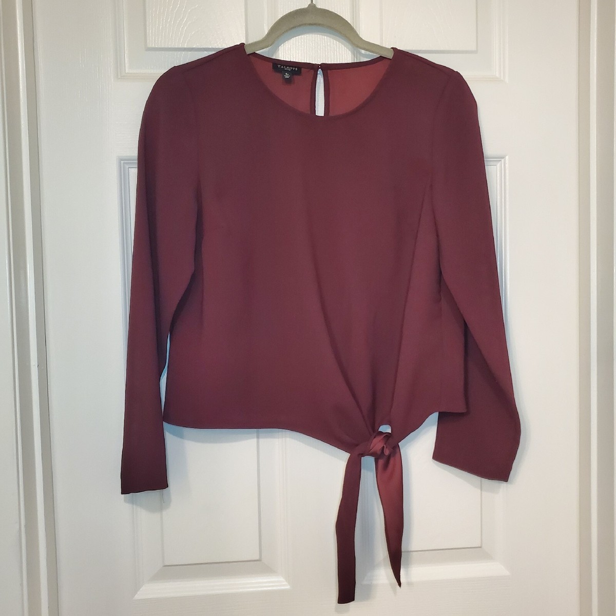 Talbots Small Petite Maroon Burgundy Long Sleeve Blouse Shirt Top