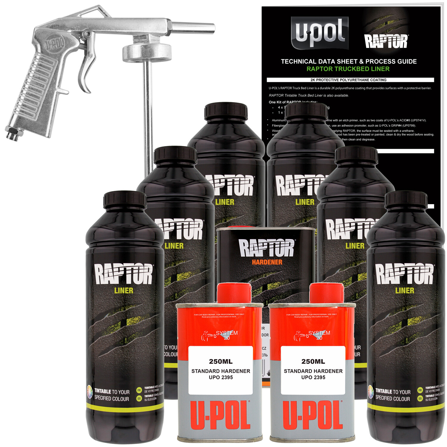 UPOL Raptor Tintable SprayOn Truck Bed Liner Spray Gun, 6 Liters