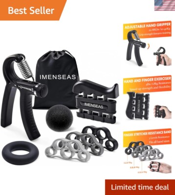 7 Pack Adjustable Grip Strength Trainer & Finger Stretcher - Stress Relief Set