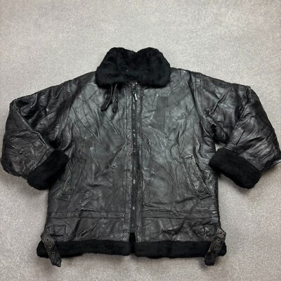 Leder Fliegerjacke Erwachsene klein schwarz Bomber Flieger Militär USA gefüttert Herren