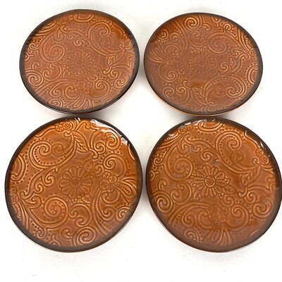 Tabletops Gallery Laguna Brown Snack Bread Plates 5 1/2  Set of 4