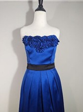 Max & Cleo Womens Sapphire Strapless Flower Mini Dress Sz 4 Cocktail Party Y2K