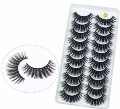  10 Paar 3D Wimpern 100% Mink Lashes Fake False Faux Eyelashes 