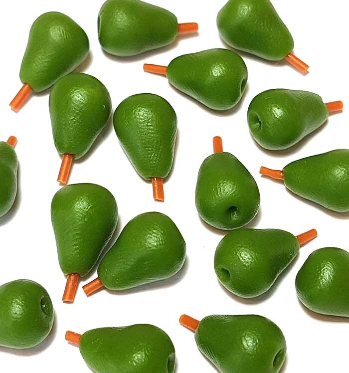 100 Peras Verdes Miniatura Casa de Muñecas *Muñeca Mini Juego de Alimentos Pera Fruta Lote al por mayor
