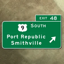 New Jersey parkway exit 48 Port Republic state US 9 road sign Garden 14x8
