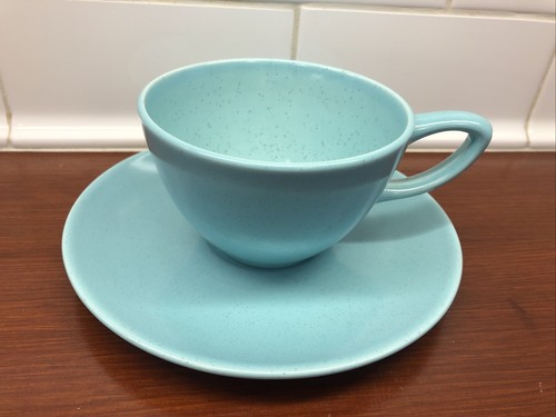 Vintage Metlox Monterey MCM Coffee Cup/Saucer And Lunch Plate Speckled - Picture 2 of 10