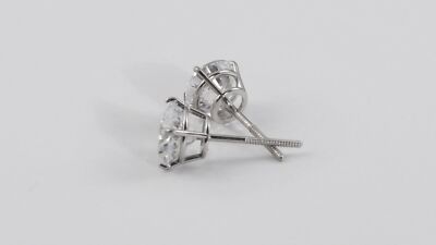 2Ct Lab Grown Diamond Stud Earrings - 14K White Gold - Round Screw Backs - G-H VS2-SI1