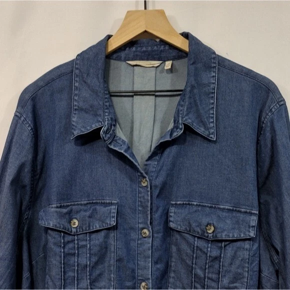 Soft Surroundings Denim Button Shirt Womens 2X Blue Retro 90s Y2K Casual Comfy - Image 2 of 4