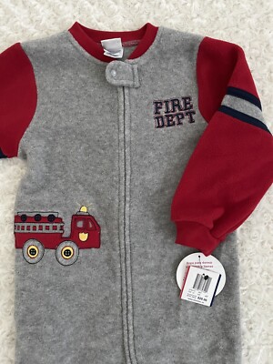 Absorba boys 4T plush & soft Blanket Sleeper footie PJs Fire Dept. Firetruck NEW