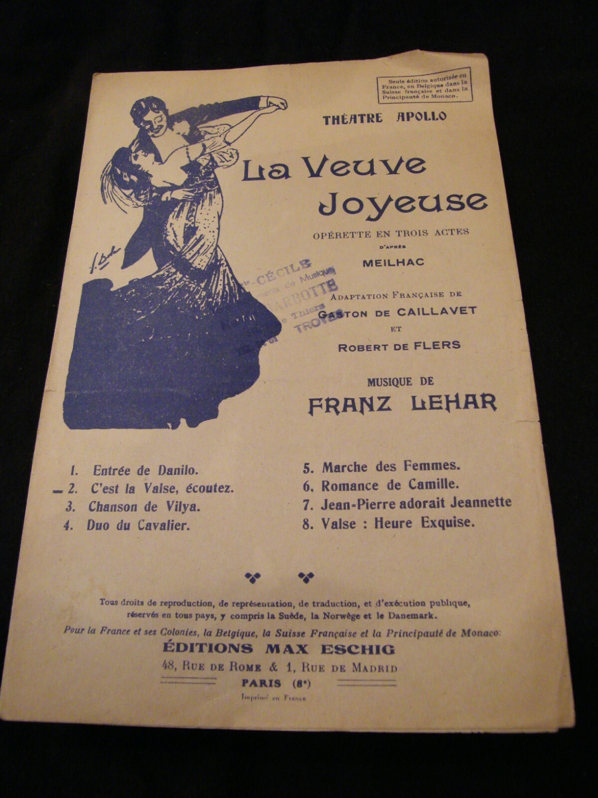 The Merry Widow Lehar It's The Waltz Listen Music Sheet